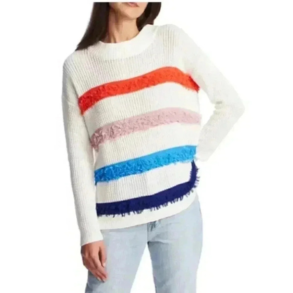 1.State Loop Stitch Multi Color Stripe Sweater - Picture 1 of 6